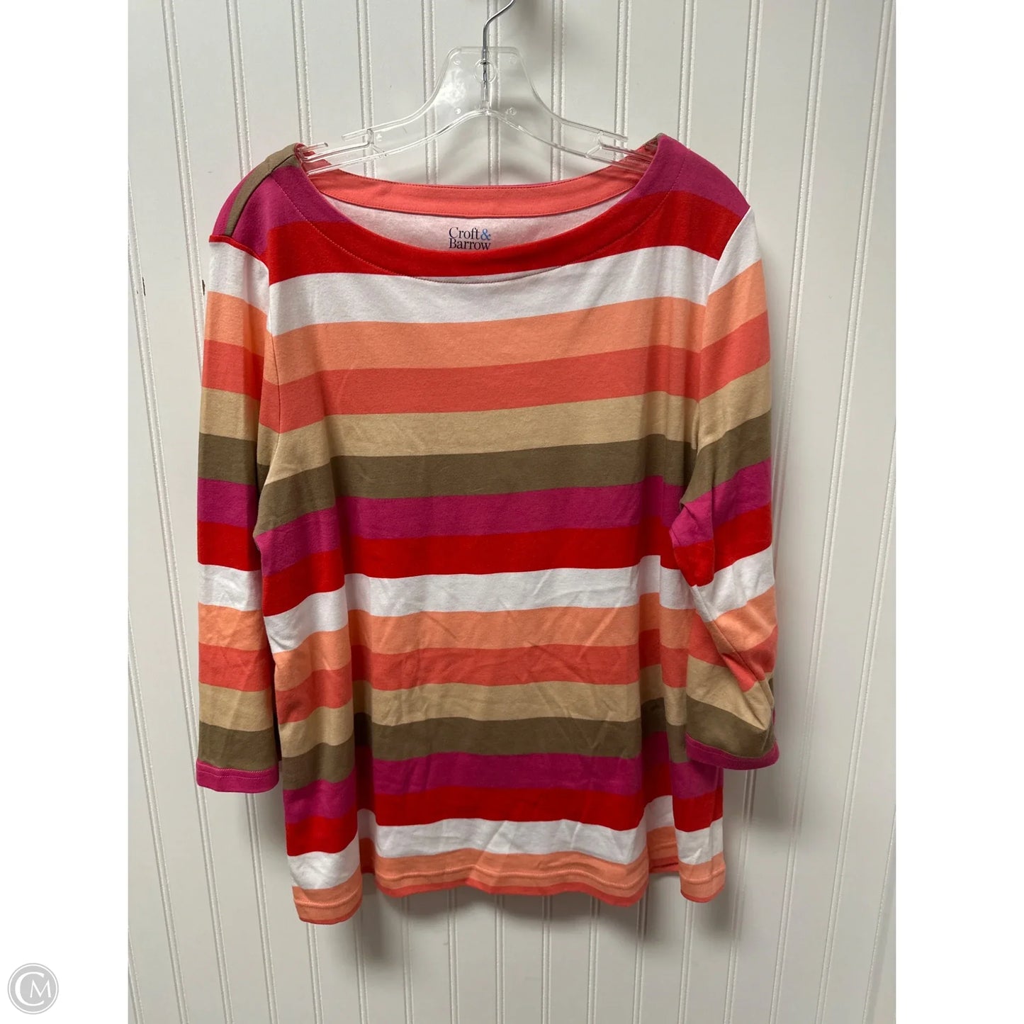 Top 3/4 Sleeve By Croft And Barrow In Striped Pattern, Size: 1x