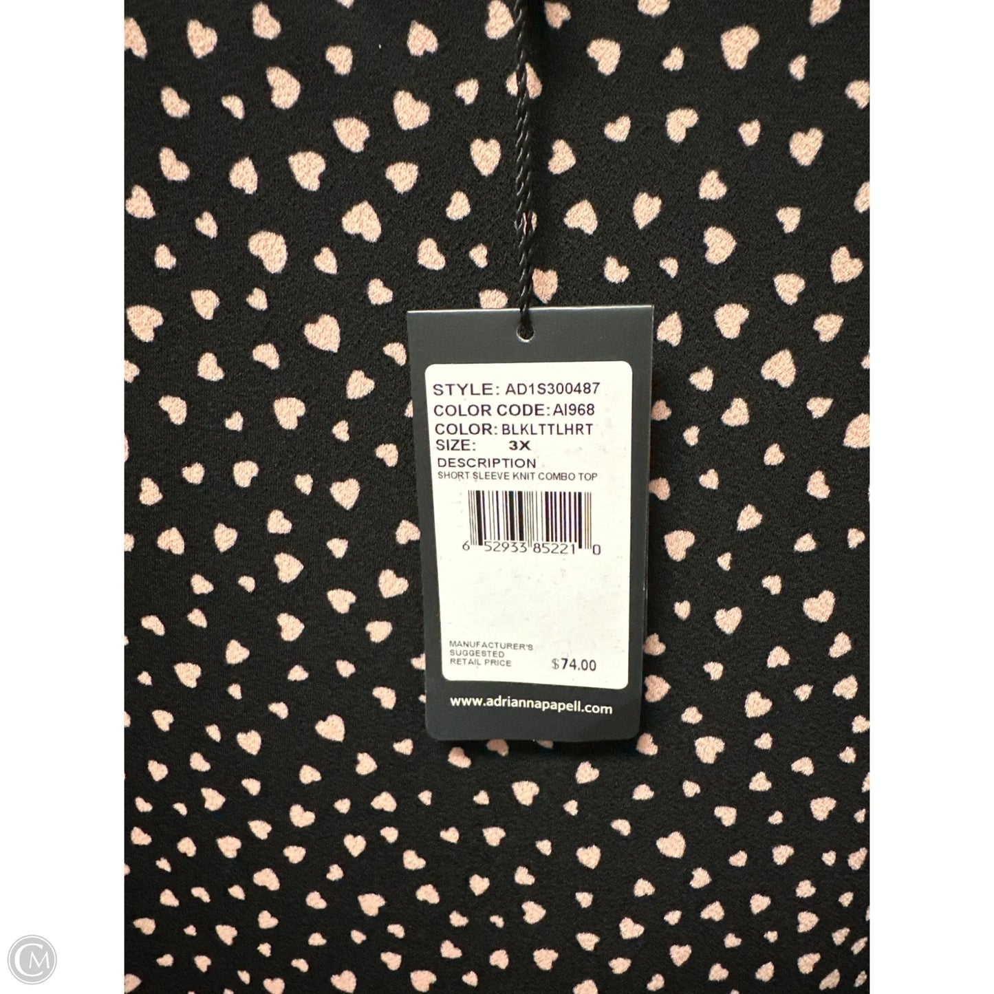 Top 3/4 Sleeve By Adrianna Papell In Black, Size: 3x