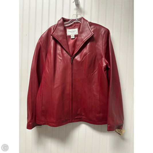 Jacket Leather By Nine West In Red, Size: Xl