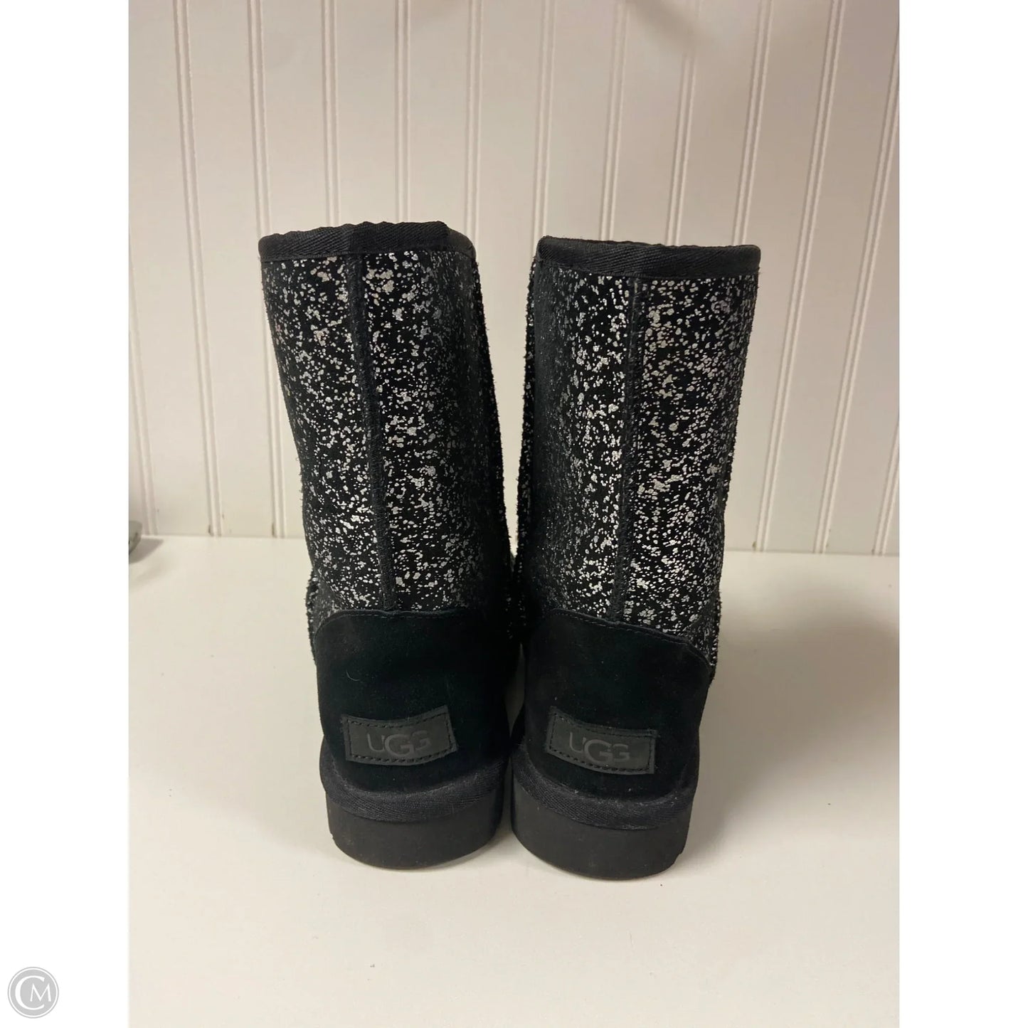 Boots Designer By Ugg In Black & Silver, Size: 8