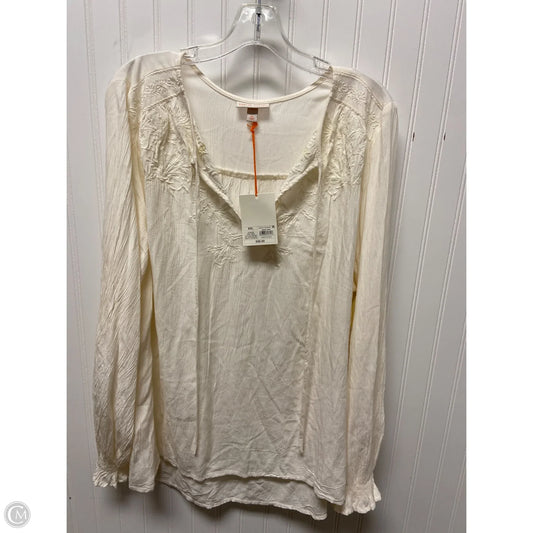 Top Long Sleeve By Knox Rose In Cream, Size: 1x