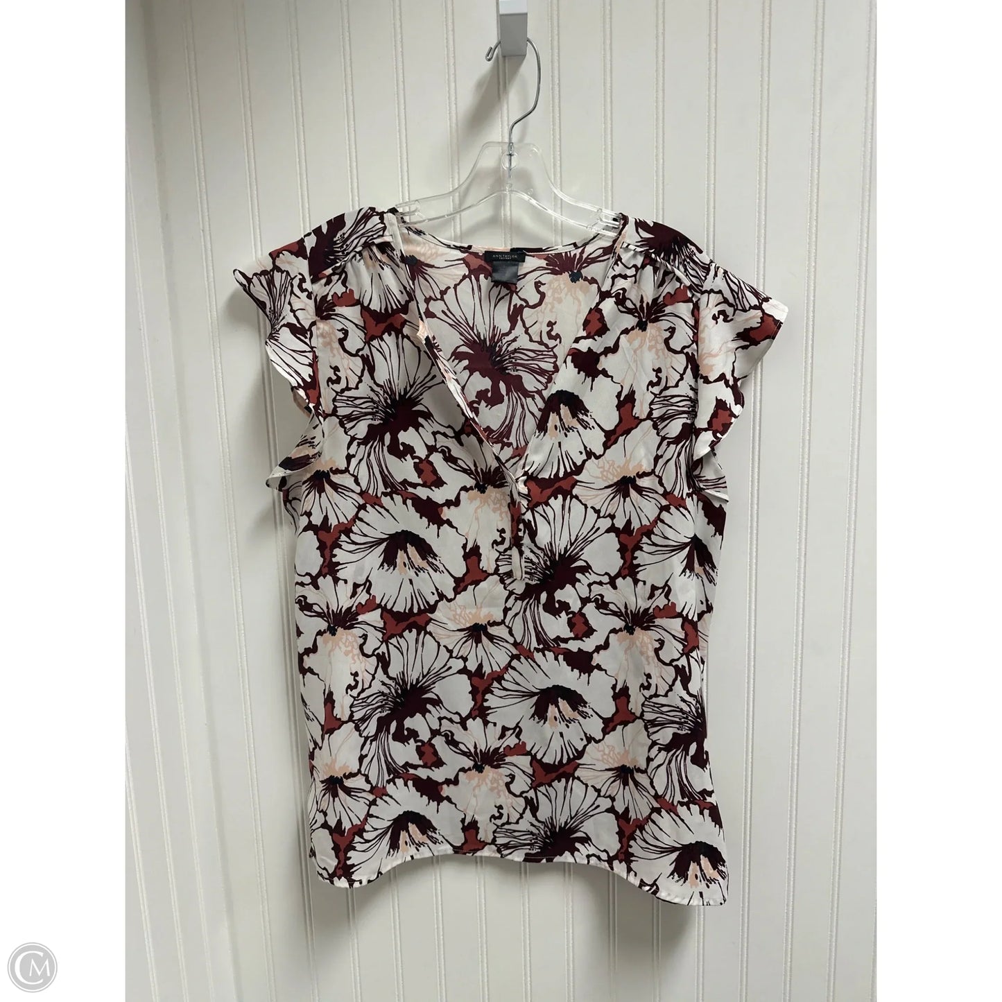 Top Short Sleeve By Ann Taylor In Floral Print, Size: L