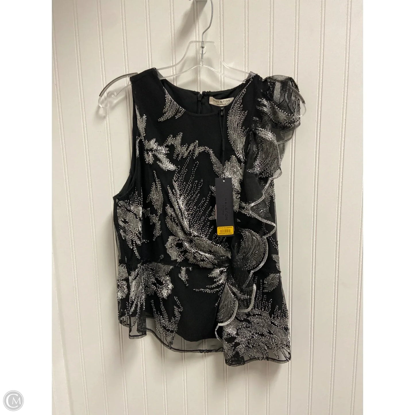 Top Sleeveless Designer By Halston In Black & White, Size: L