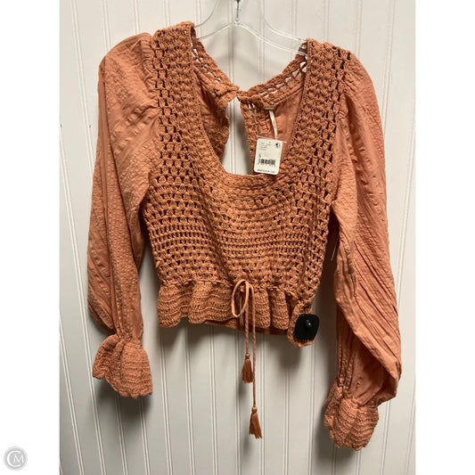 Top Long Sleeve By Free People In Pink, Size: S