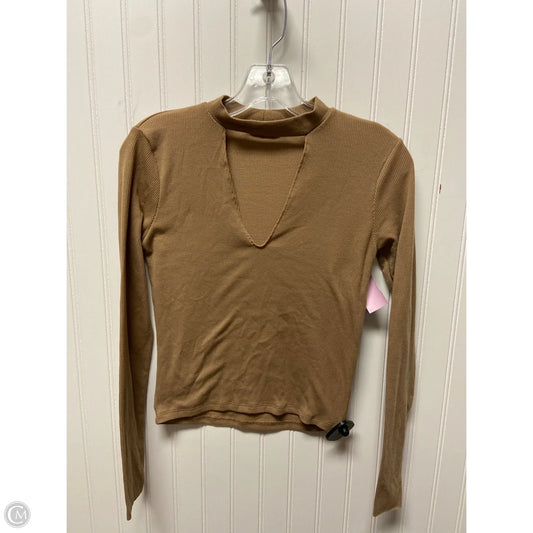 Top Long Sleeve By Zara Basic In Brown, Size: S