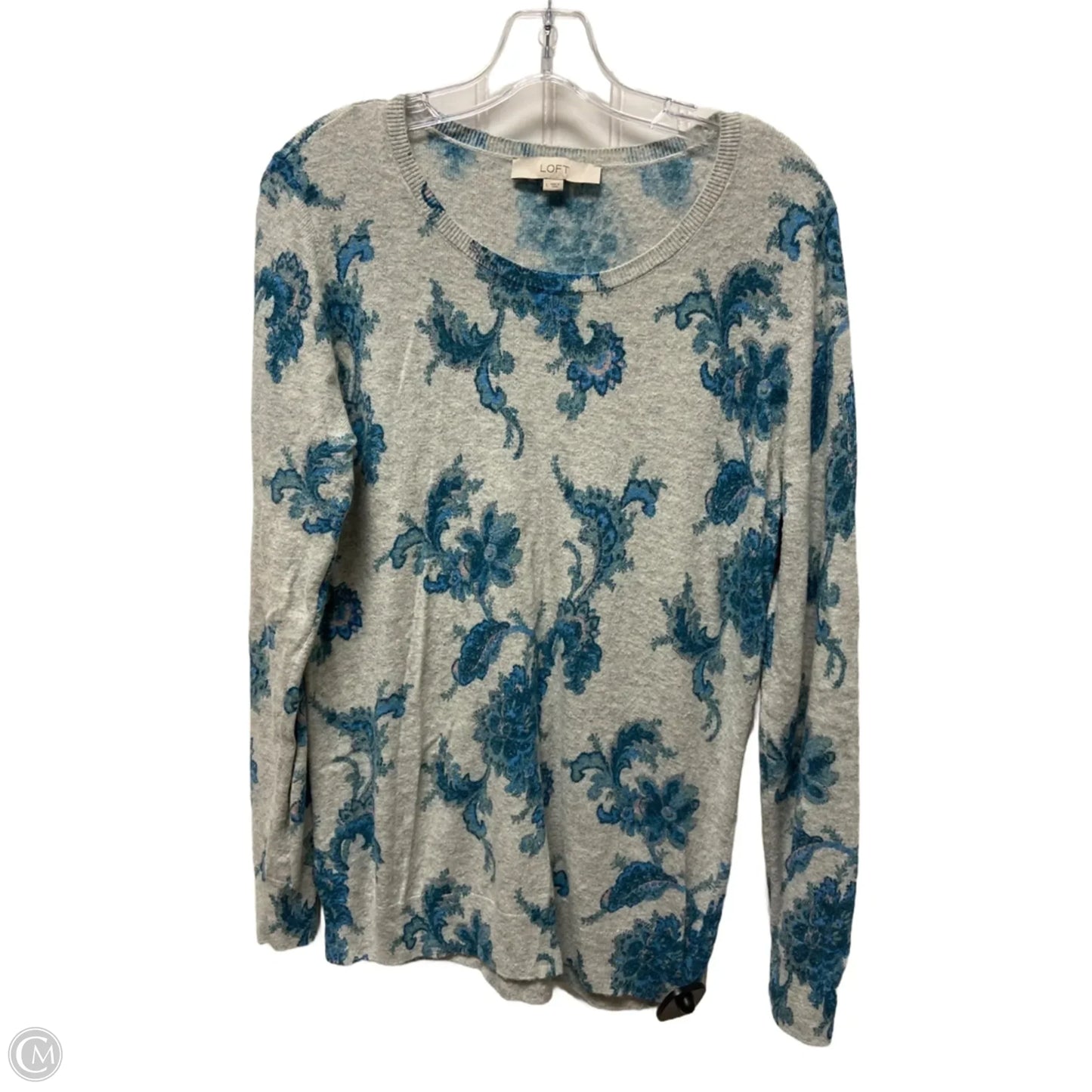 Sweater By Loft In Blue & Grey, Size: L