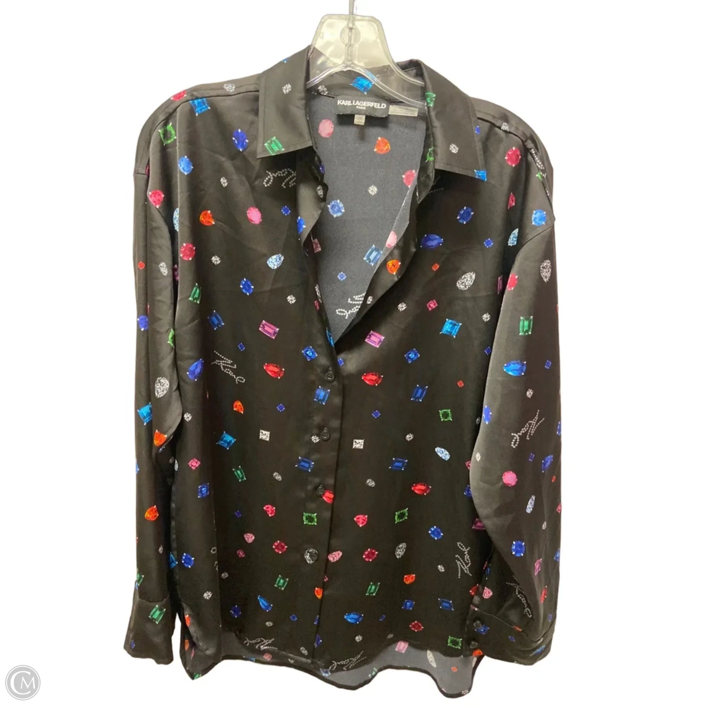 Top Long Sleeve Designer By Karl Lagerfeld In Black, Size: Xs