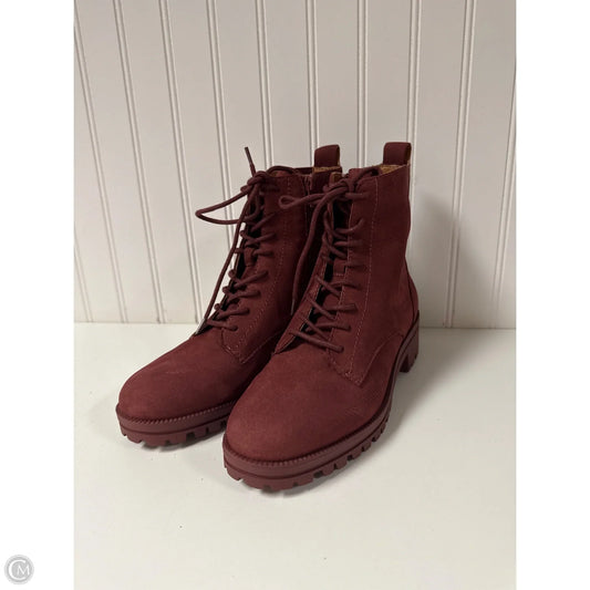Boots Combat By Lucky Brand In Maroon, Size: 8
