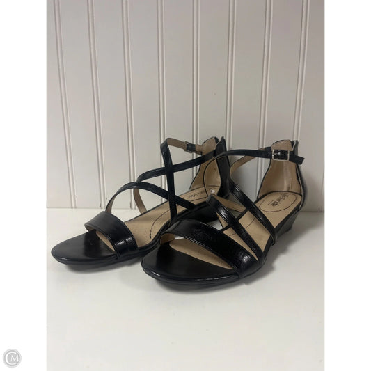 Sandals Heels Wedge By Life Stride In Black, Size: 9