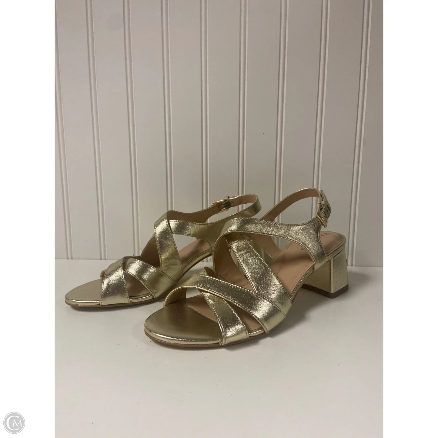 Sandals Heels Block By Talbots In Gold, Size: 7