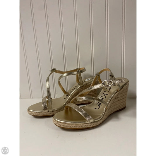 Sandals Heels Wedge By Calvin Klein In Gold, Size: 7