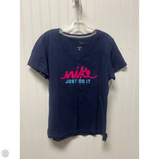 Athletic Top Short Sleeve By Nike In Navy, Size: Xl