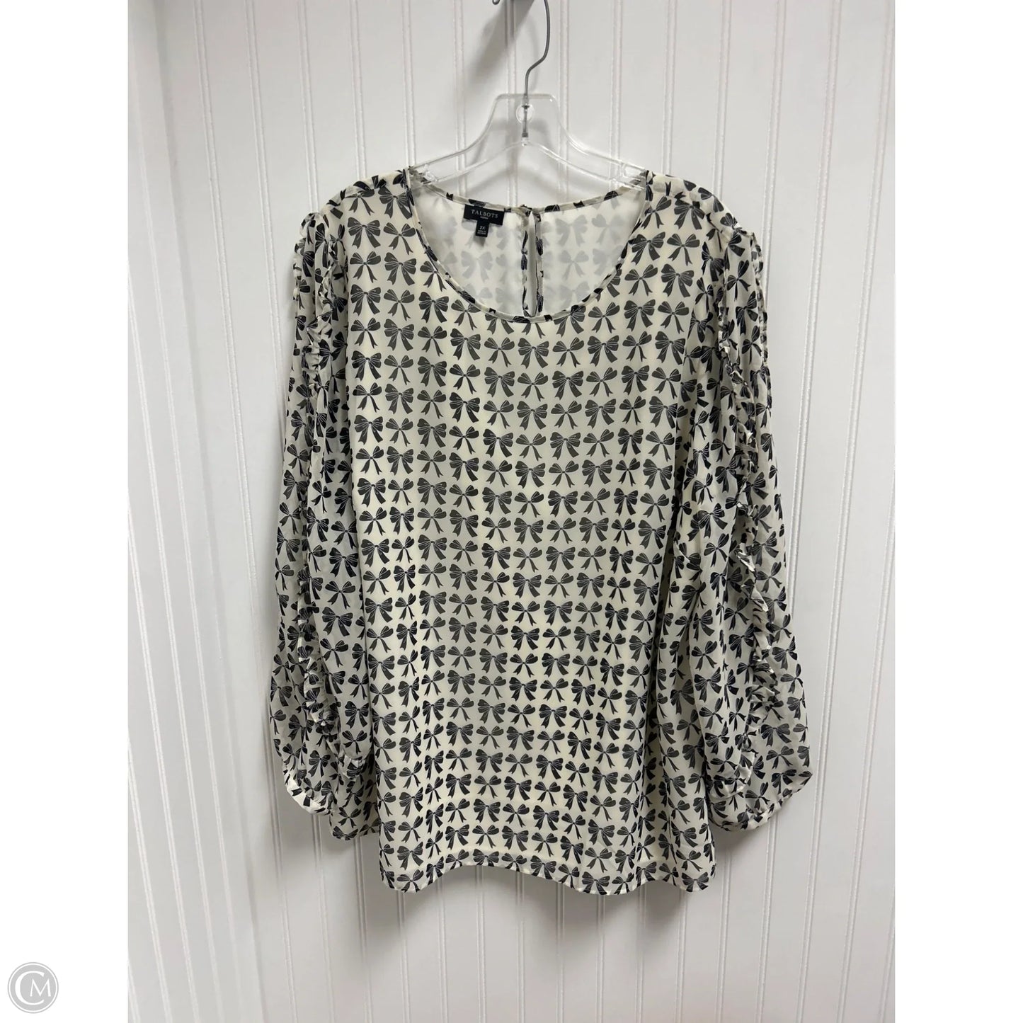 Top Long Sleeve By Talbots In Black & Cream, Size: 2x