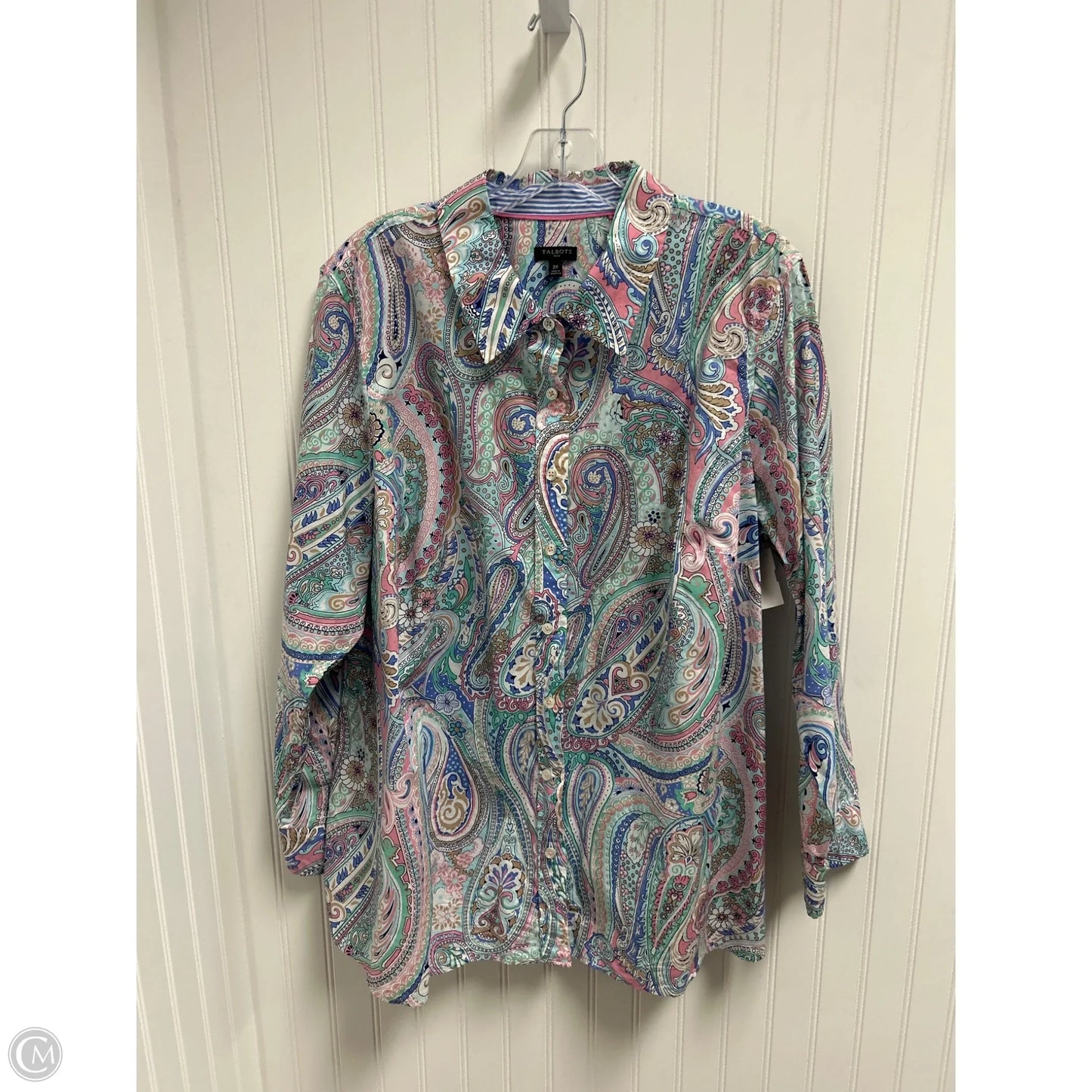 Top Long Sleeve By Talbots In Paisley Print, Size: 2x