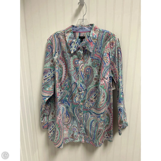 Top Long Sleeve By Talbots In Paisley Print, Size: 2x