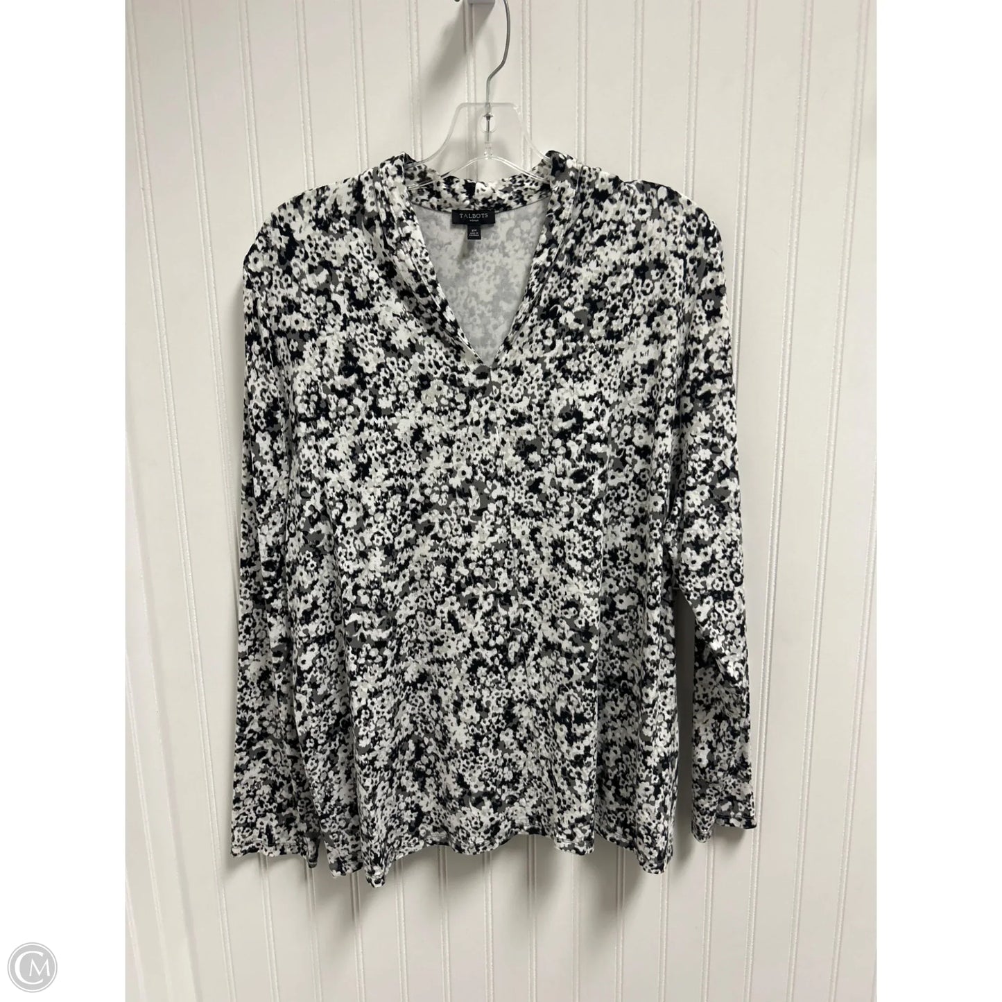 Top Long Sleeve By Talbots In Black & White, Size: 2x