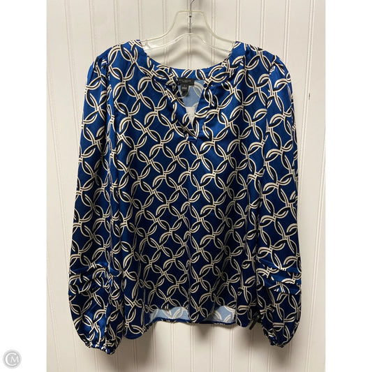 Top Long Sleeve By Ann Taylor In Blue & White, Size: S