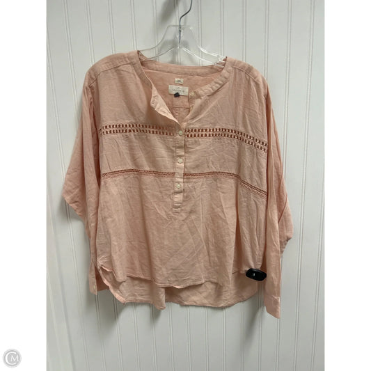 Top Long Sleeve By Loft In Peach, Size: M
