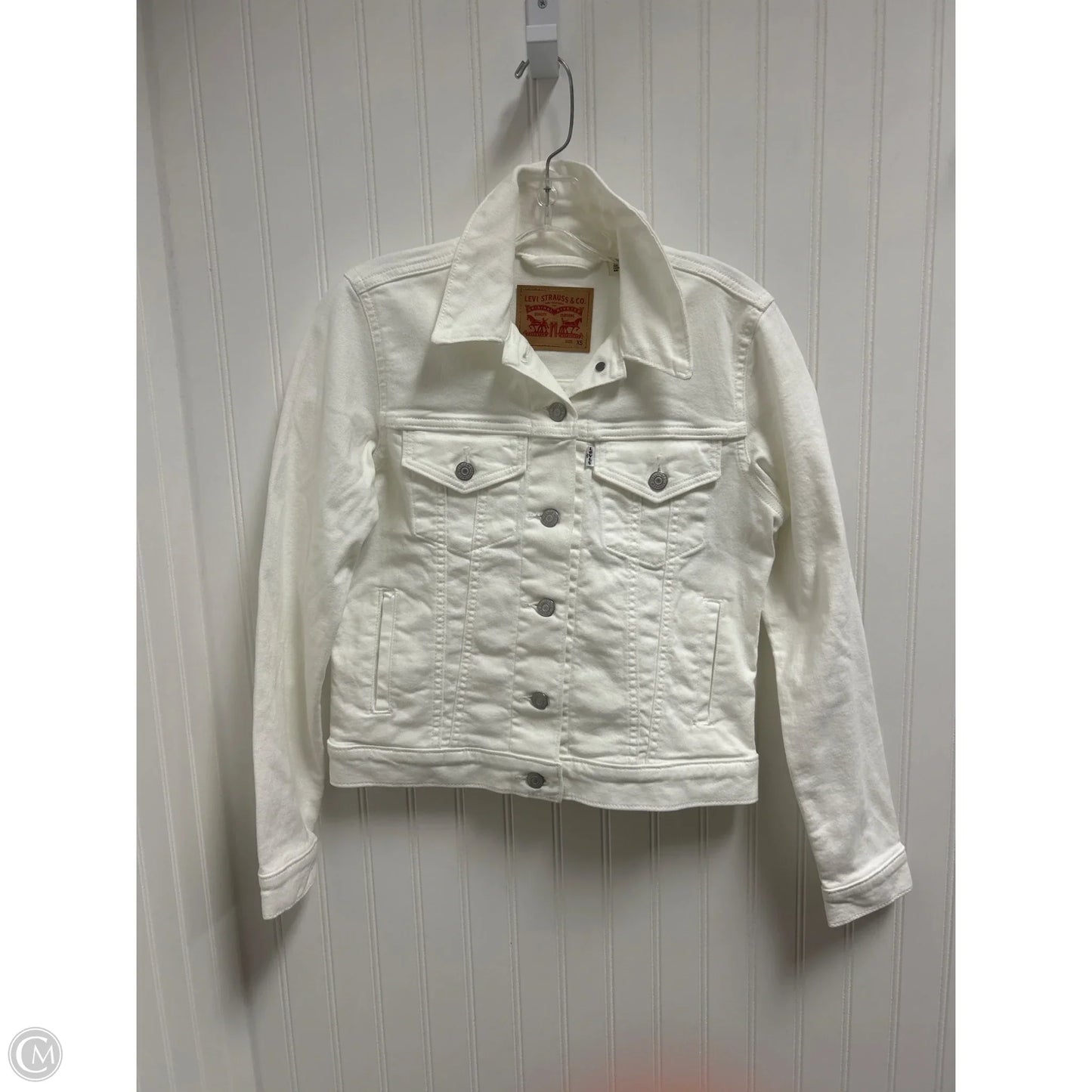 Jacket Denim By Levis In White Denim, Size: Xs