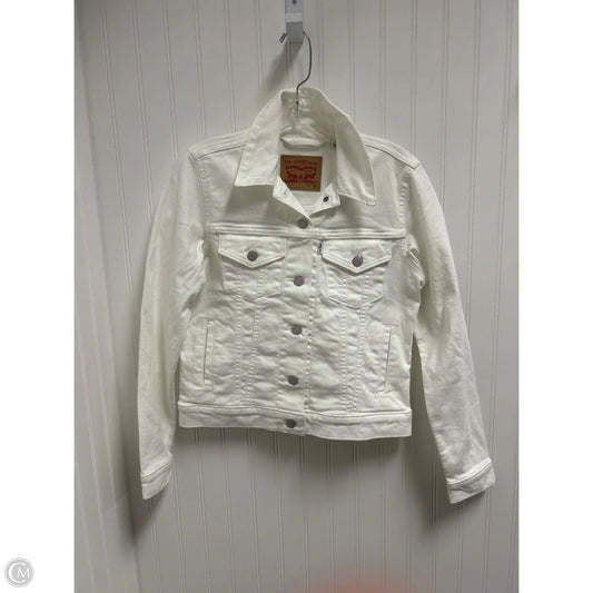 Jacket Denim By Levis In White Denim, Size: Xs