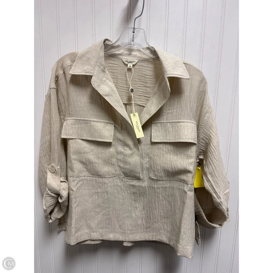 Top Long Sleeve By Max Studio In Tan, Size: S