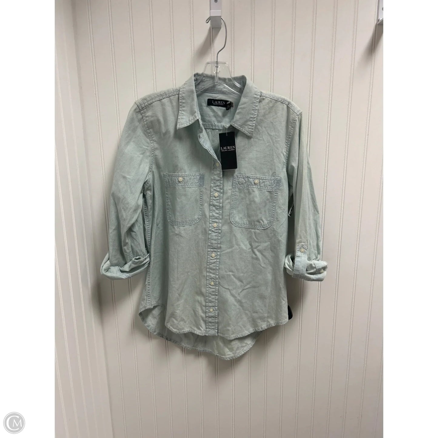 Top Long Sleeve By Lauren By Ralph Lauren In Blue Denim, Size: M