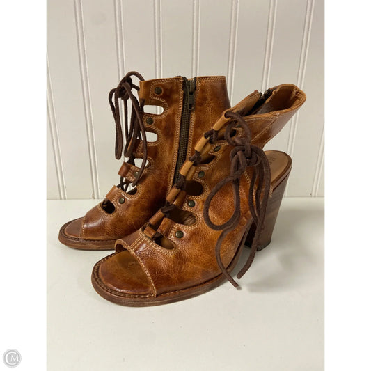 Sandals Heels Block By Bed Stu In Brown, Size: 7.5