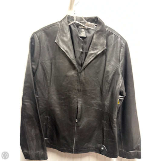 Jacket Leather By George In Black, Size: L