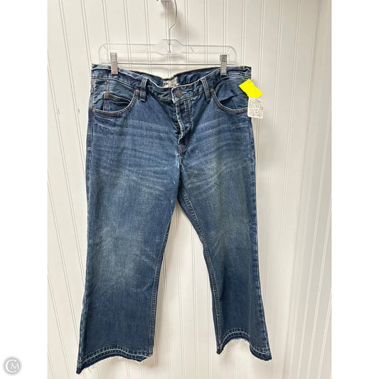 Jeans Cropped By Free People In Blue Denim, Size: 12