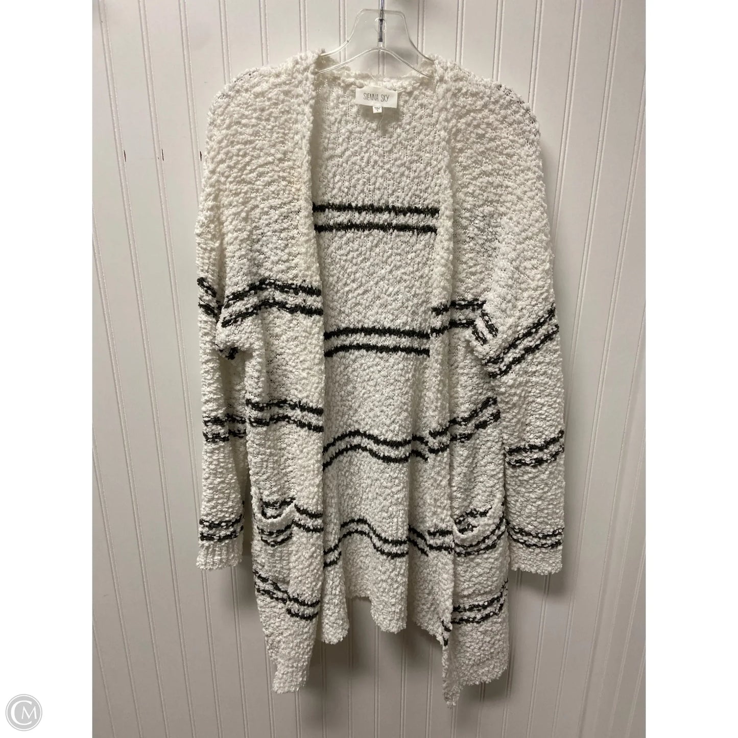 Sweater Cardigan By Sienna Sky In Green & White, Size: L