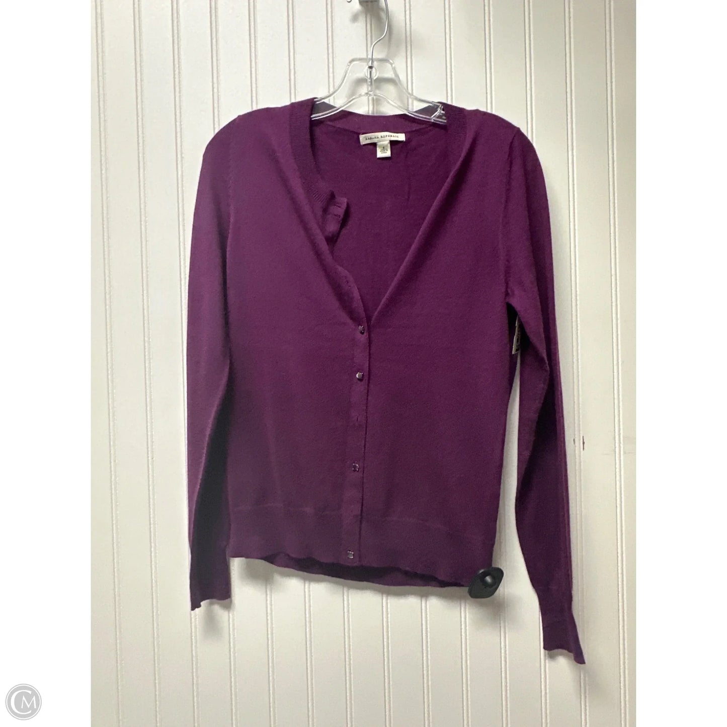 Sweater Cardigan By Banana Republic In Purple, Size: S