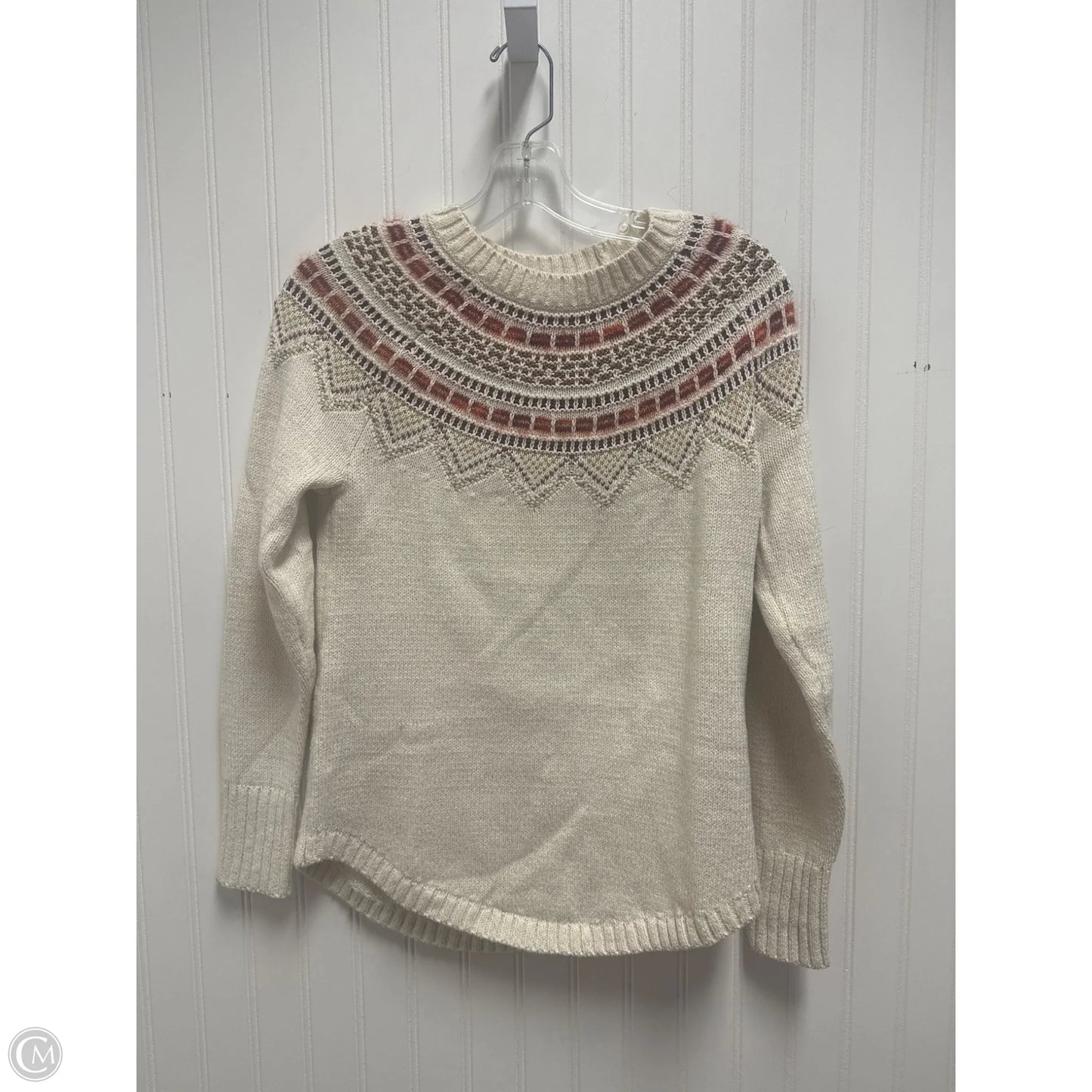 Sweater By Loft In Cream & Orange, Size: Xs