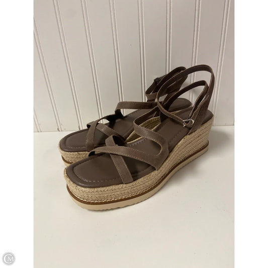 Sandals Heels Wedge By Lucky Brand In Taupe, Size: 9