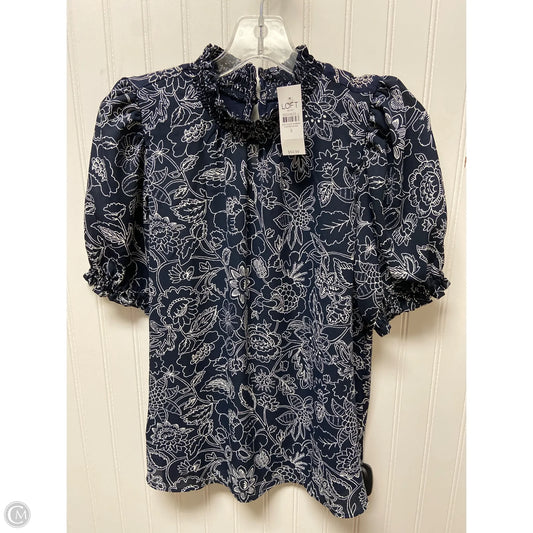 Top Short Sleeve By Loft In Blue & White, Size: S