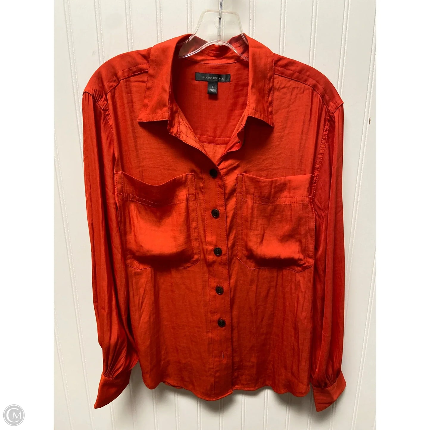 Top Long Sleeve By Banana Republic In Orange, Size: S
