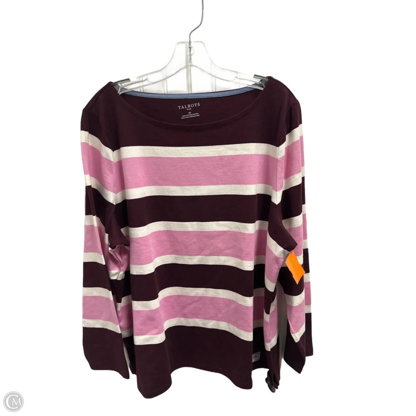 Top Long Sleeve By Talbots In Striped Pattern, Size: 2x