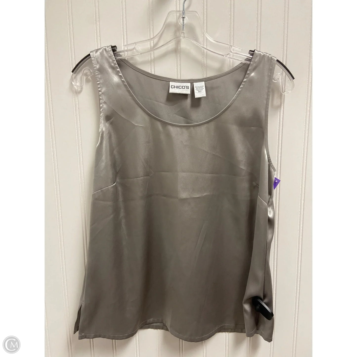 Top Sleeveless By Chicos In Silver, Size: M