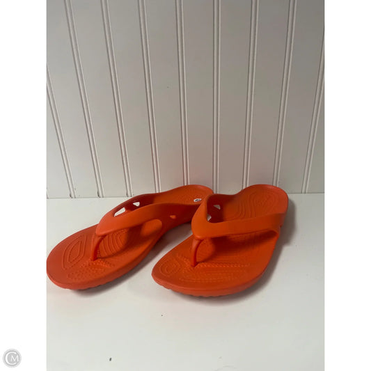 Sandals Flip Flops By Crocs In Orange, Size: 10