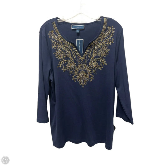 Top Long Sleeve By Karen Scott In Bronze, Size: Xl