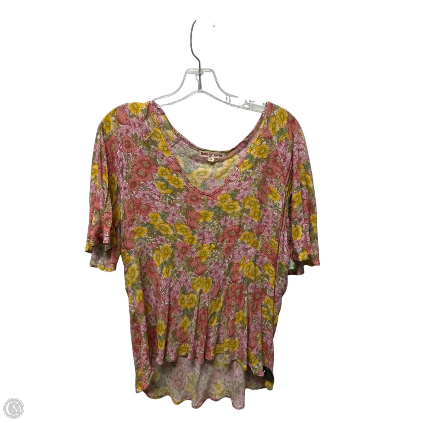 Top Short Sleeve By Clothes Mentor In Floral Print, Size: M