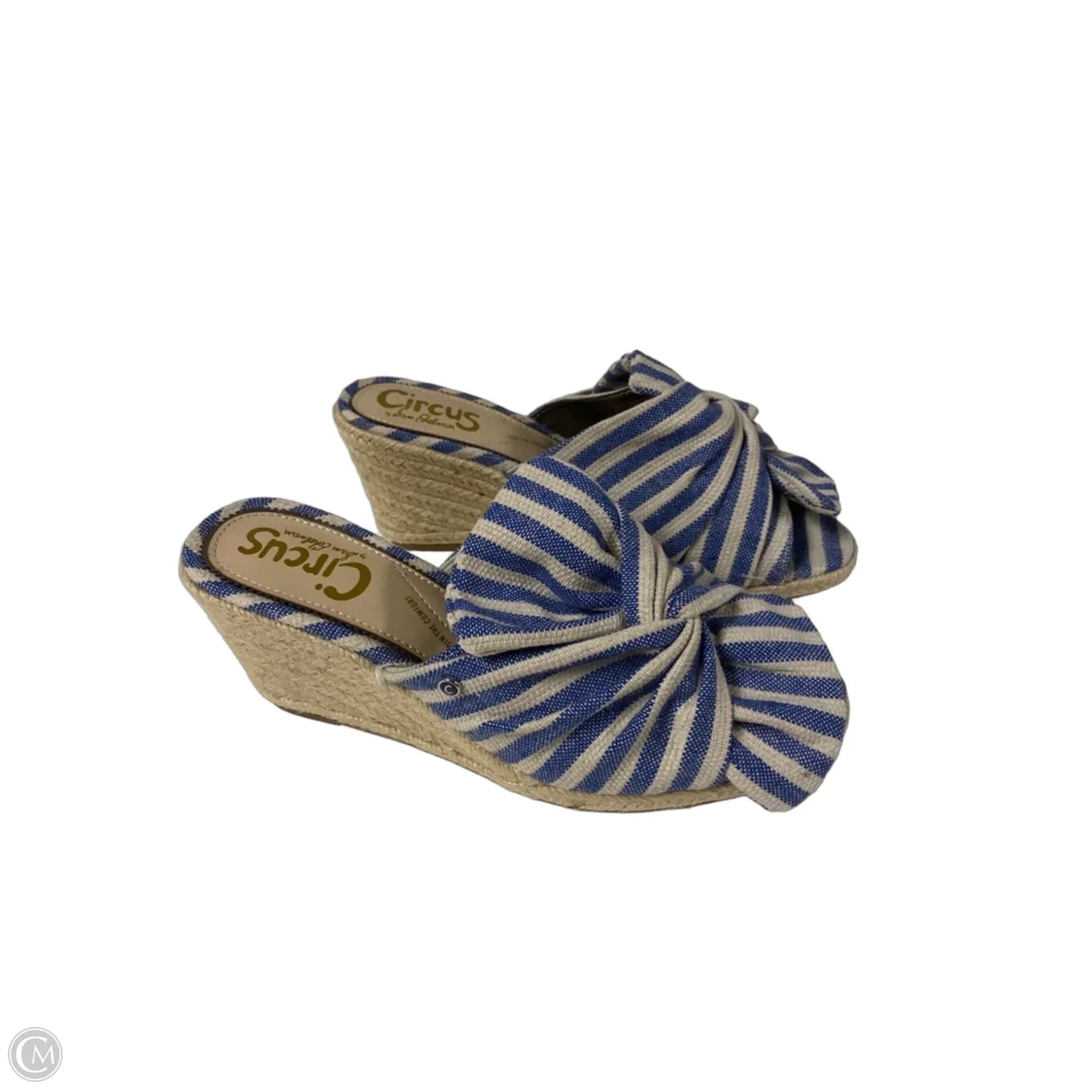 Sandals Heels Wedge By Circus By Sam Edelman In Blue & Cream, Size: 8
