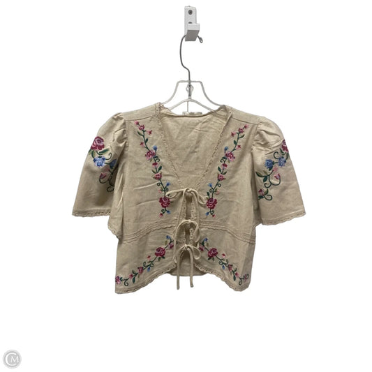 Top Short Sleeve By Blu Pepper In Cream, Size: S