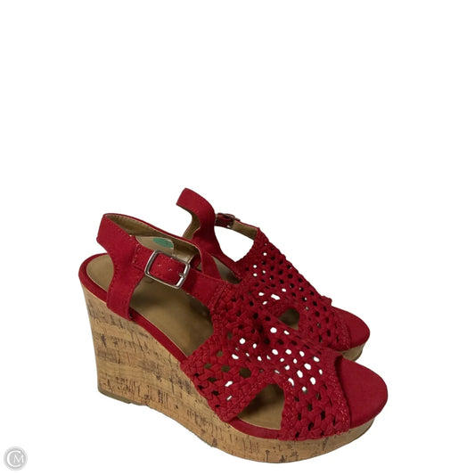 Sandals Heels Block By So In Red, Size: 7