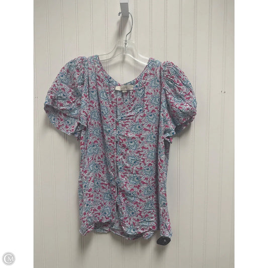 Top Short Sleeve By Loft In Multi-colored, Size: L