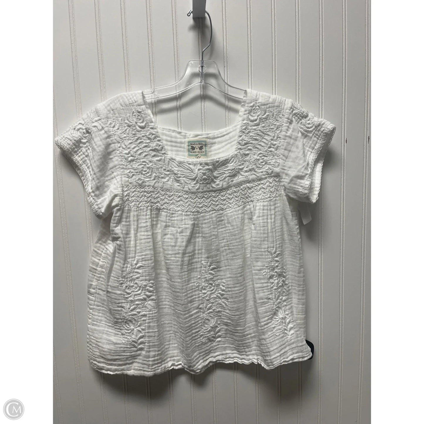 Top Short Sleeve By Sigrid Olsen In White, Size: M