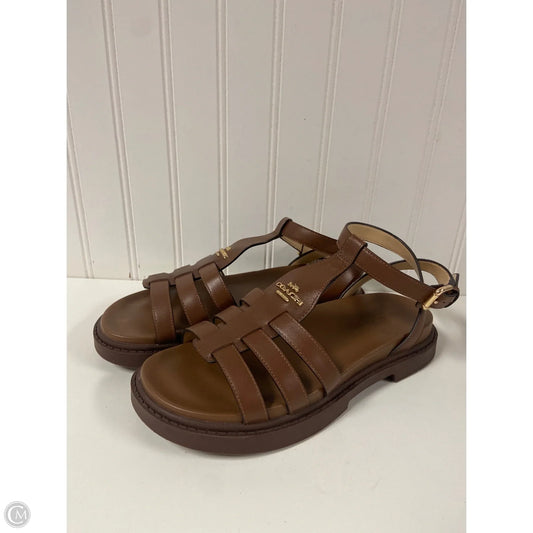 Sandals Designer By Coach In Brown, Size: 7