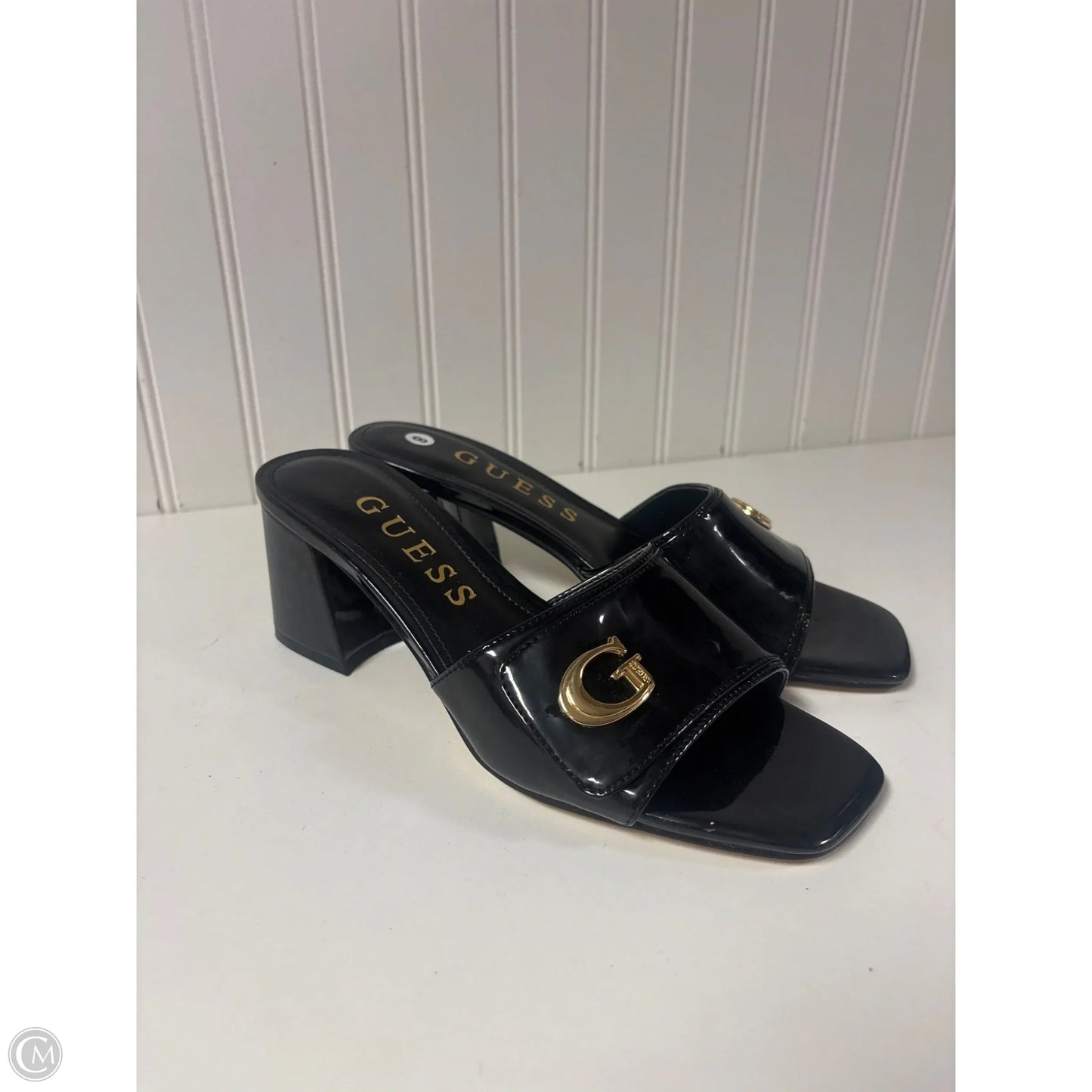 Sandals Heels Block By Guess In Black, Size: 8