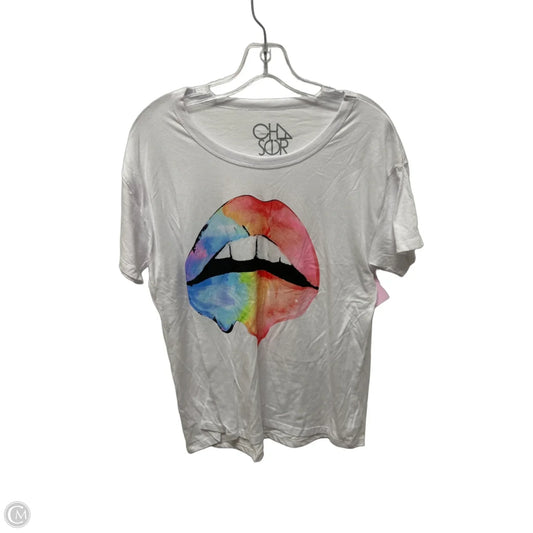 Top Short Sleeve By Chaser In White, Size: L