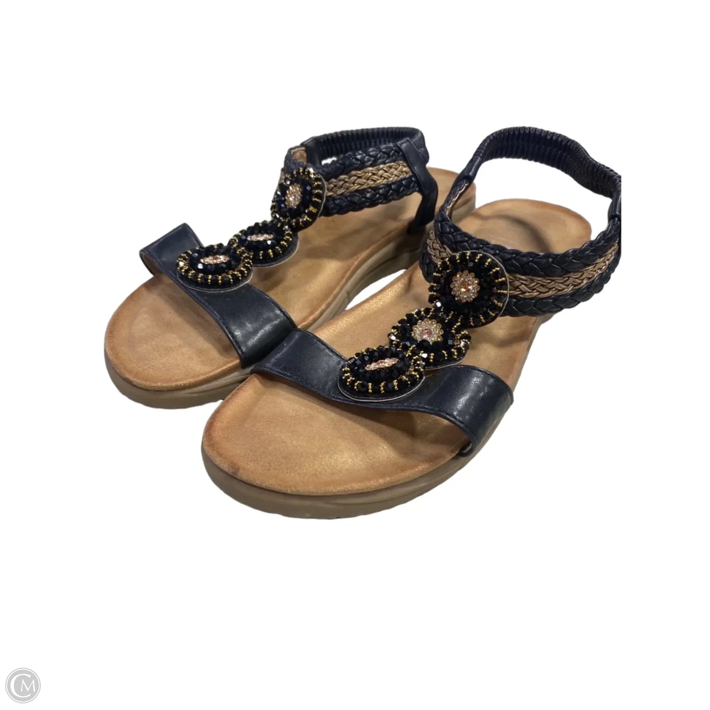 Sandals Flats By Clothes Mentor In Black, Size: 7.5