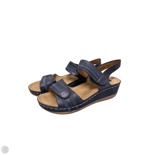 Sandals Flats By Clothes Mentor In Navy, Size: 7.5